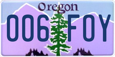 OR license plate 006FOY