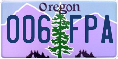 OR license plate 006FPA