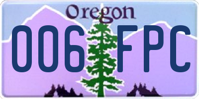 OR license plate 006FPC