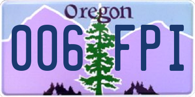 OR license plate 006FPI