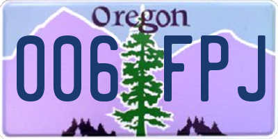 OR license plate 006FPJ