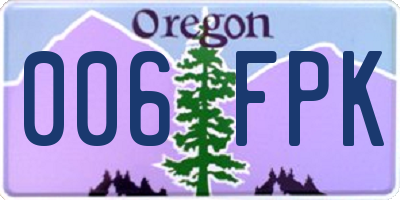 OR license plate 006FPK