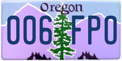 OR license plate 006FPO