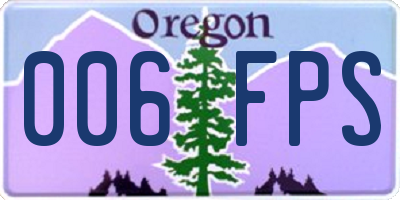OR license plate 006FPS