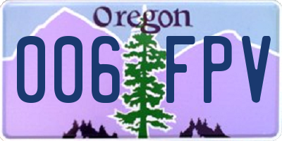 OR license plate 006FPV