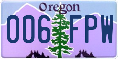 OR license plate 006FPW