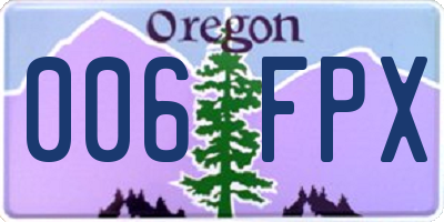 OR license plate 006FPX