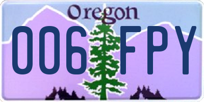 OR license plate 006FPY