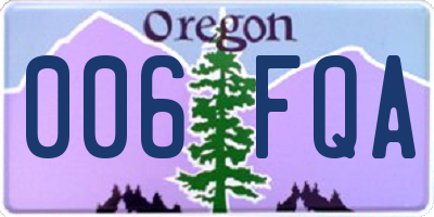 OR license plate 006FQA