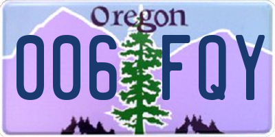 OR license plate 006FQY