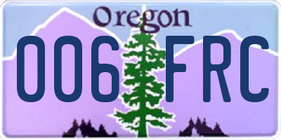 OR license plate 006FRC