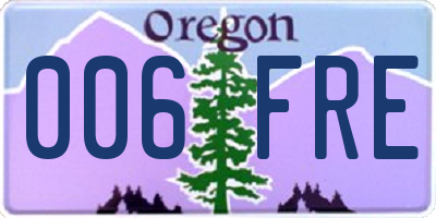 OR license plate 006FRE