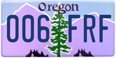 OR license plate 006FRF