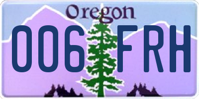 OR license plate 006FRH