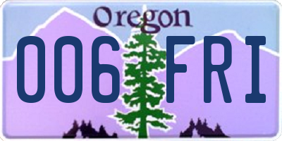 OR license plate 006FRI