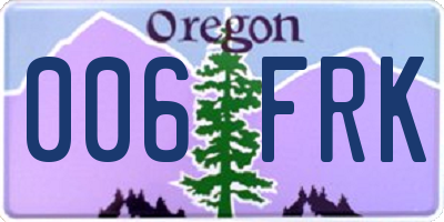 OR license plate 006FRK