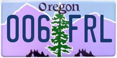 OR license plate 006FRL