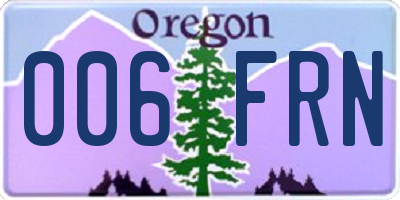 OR license plate 006FRN