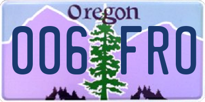 OR license plate 006FRO
