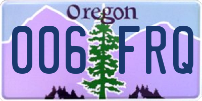 OR license plate 006FRQ