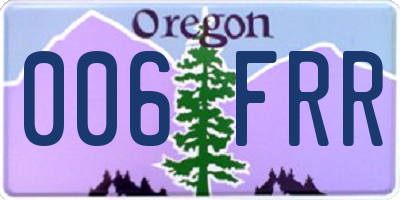 OR license plate 006FRR