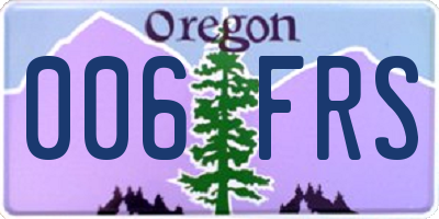 OR license plate 006FRS