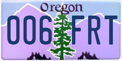 OR license plate 006FRT