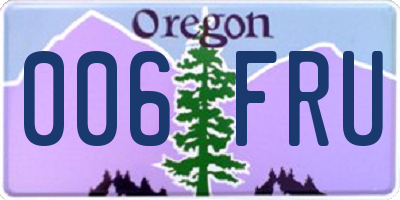 OR license plate 006FRU