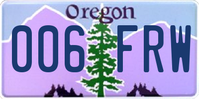 OR license plate 006FRW