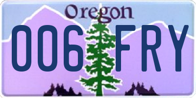 OR license plate 006FRY