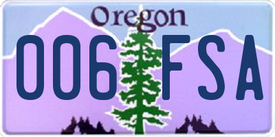OR license plate 006FSA