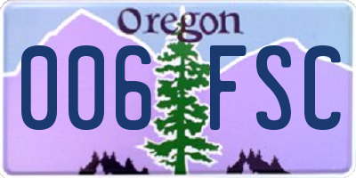 OR license plate 006FSC