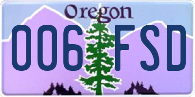 OR license plate 006FSD