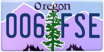 OR license plate 006FSE