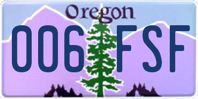 OR license plate 006FSF