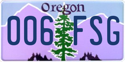 OR license plate 006FSG