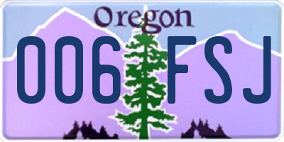 OR license plate 006FSJ