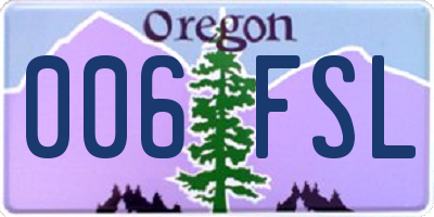 OR license plate 006FSL