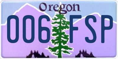 OR license plate 006FSP