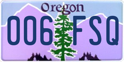 OR license plate 006FSQ