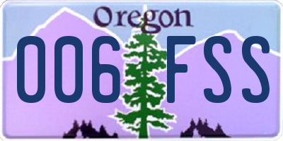 OR license plate 006FSS