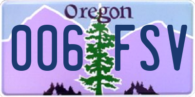 OR license plate 006FSV