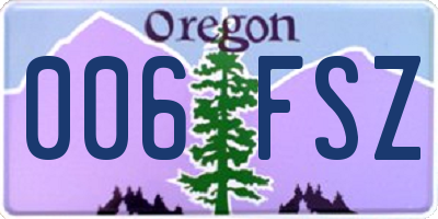 OR license plate 006FSZ