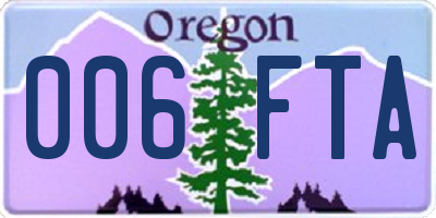 OR license plate 006FTA