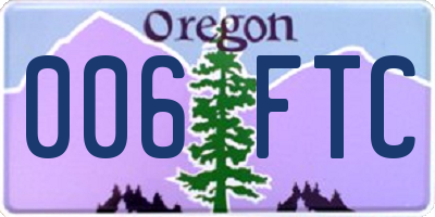 OR license plate 006FTC