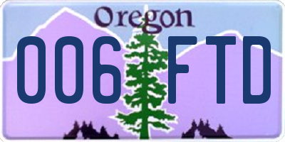 OR license plate 006FTD