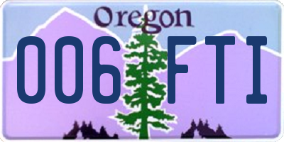 OR license plate 006FTI