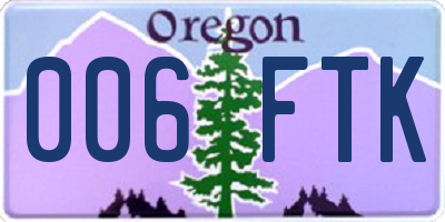 OR license plate 006FTK