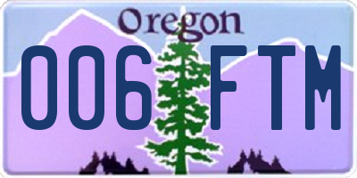 OR license plate 006FTM