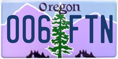 OR license plate 006FTN